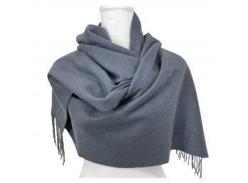 Gray Pure Cashmere Scarf Wrap With Fringe