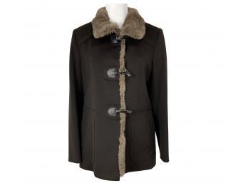 Awesome Cinzia Rocca Wool & Angora Jacket With Rabbit Fur Collar Size 10 NEW