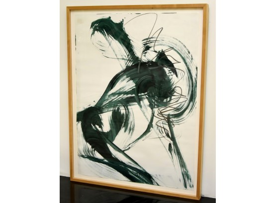 The Dancer - Original Green Abstract Framed Artwork