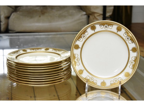 Tiffany Gold Trimmed Plate Set Of 11 By Mintons Made In England