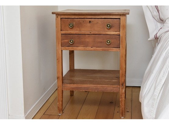 Wooden Double Drawer Side Table