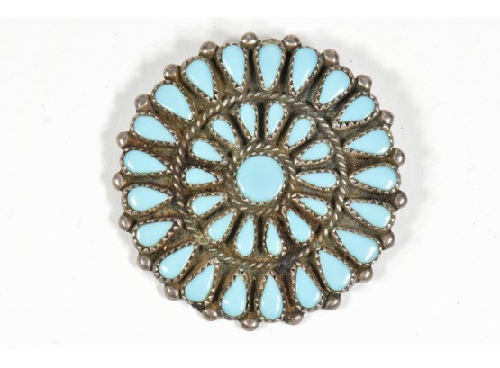 Vintage Navajo Teardrop Turquoise Cluster Pin