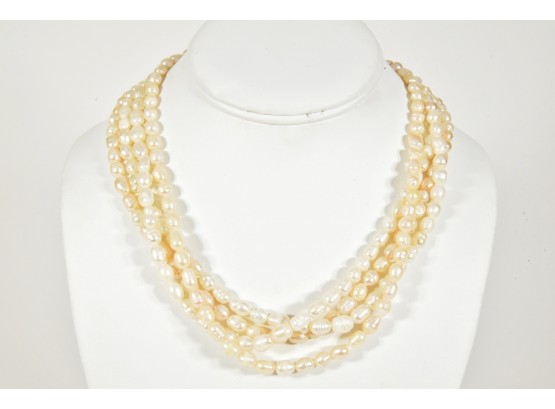 Set Of Four Freshwater Pearl Single Strand Necklaces