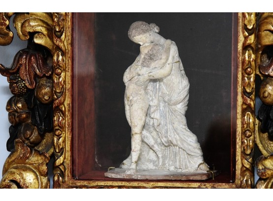 18th Century Italian Carved And Gilded Shadow Box With Early Greek Sculpture