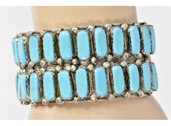 Vintage Southwestern Turquoise Silver Cuff Bracelet