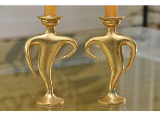 Gold Tone Flowing Candlesticks