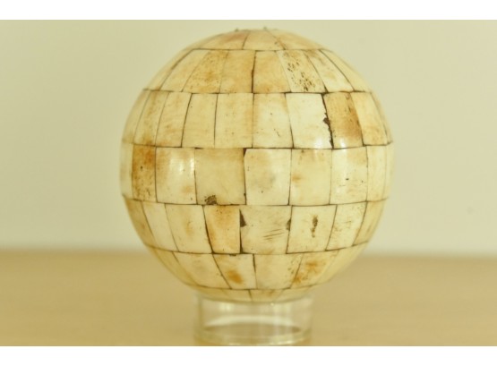Bone Horn Shell Inlay Sphere On Stand