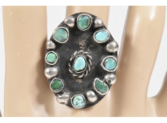 Vintage Navajo Turquoise Cluster Ring