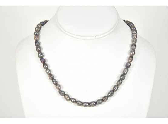 Grey Freshwater Pearl Single Strand Necklace