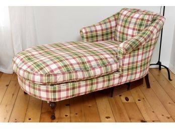 Plaid Upholstered Chaise Lounge