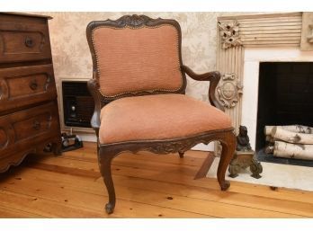 Antique French Carved Wood Arm Chair