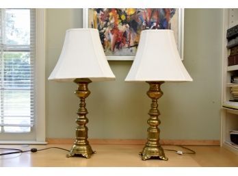 Pair Of Antique Brass Lamps