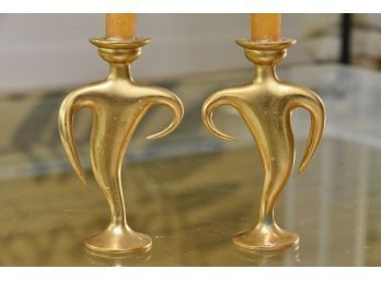 Gold Tone Flowing Candlesticks