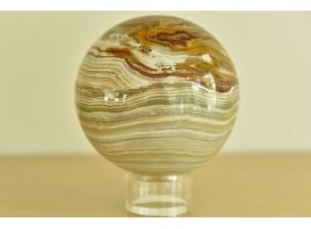 Banded Onyx Sphere With Stand