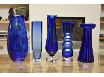 Collection Of Blue Glass Vases
