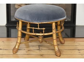 Low Round Upholstered Bamboo Style Stool