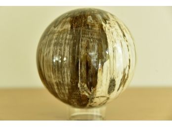 Petrified Wood Stone Sphere On Stand