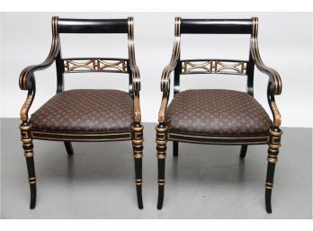 Louis Vuitton Covered Ebonized Arm Chairs