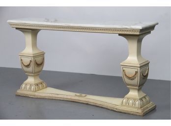 French Provincial Marble Top Console Table