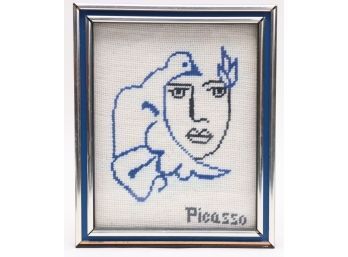 Framed Picasso 'Face Of Peace' Needlepoint