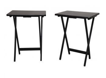 Pair Of Black Painted Foldable Snack Tables