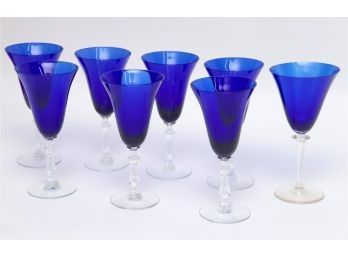 Stunning Cobalt Blue Drinking Glasses  Set O 8