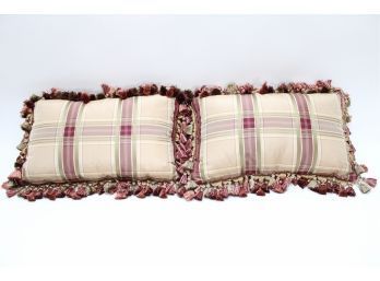 Pair Of Beige And Red Throw Pillows