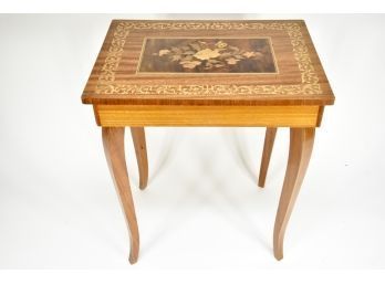 Musical Inlaid Wood Side Table