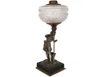 Bronze Figural Oil  Lamp