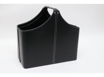 Black Leather Storage Basket