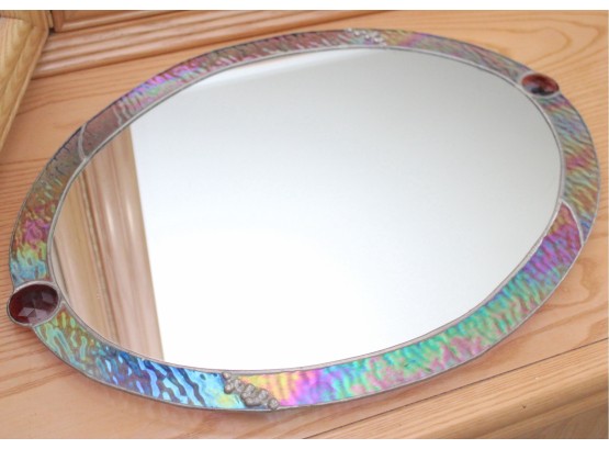 Lovely Stained Glass Dresser Tray Mirror