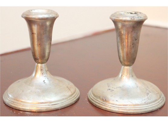 Pair Of Empire Sterling Silver Candle Holders