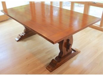 Amazing Plank Top Dining Room Table Includes Leaves And Pads