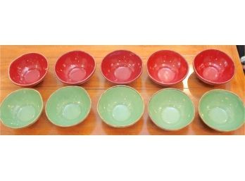 Set Of 10 Fortunoff Green And Red Bowls