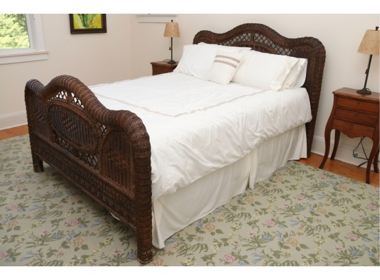 Brown Wicker Queen Bed Frame