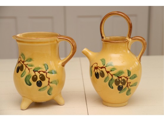 Hand Painted Pitcher And Vase