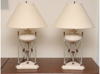 Directoire Style Limestone Table Lamps From Kreiss Collection