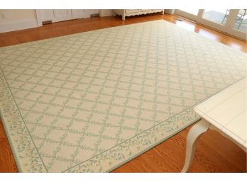Custom Cream Colored Stark Carpet With Green Leaf Pattern