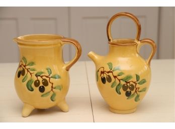 Hand Painted Pitcher And Vase