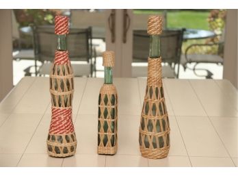 Trio Of Wicker Wrapped Bottles