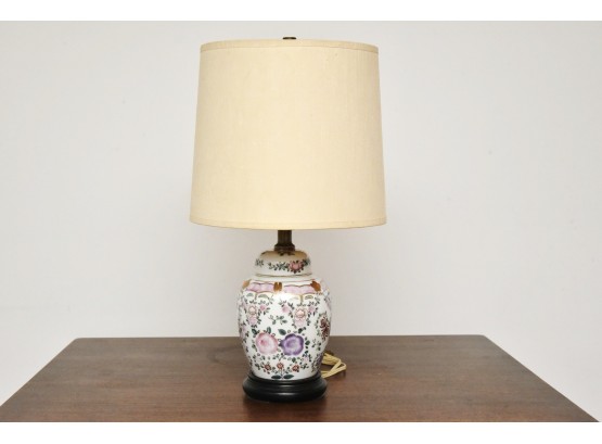 Small Porcelain Floral Table Lamp Made In Japan