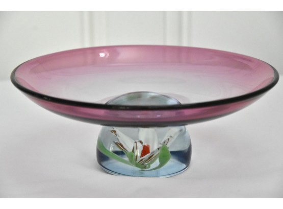 Pink Raised Murano Glass Display Bowl
