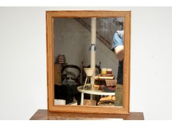 Rattan And Wood Framed Mirror