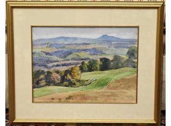 Paul Parker 'View From Pecks Road' View Of Oriskany Valley, Utica NY Original Watercolor Print