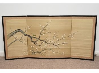 Japanese Paint On Silk Four Panel Artwork