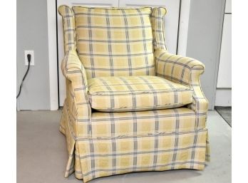 Yellow And Blue Quilted Plaid Arm Chair