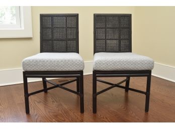Pair Of McGuire San Francisco Cane Back Wooden Side Chairs