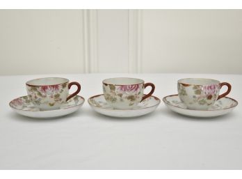 Set Of Three Diminutive Ceramic Japanese Tea Cup