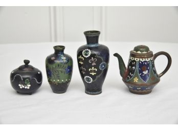 Set Of Four Small Cloisonne Vessels
