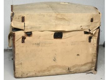Antique Canvas Covered Wooden Steamer Chest